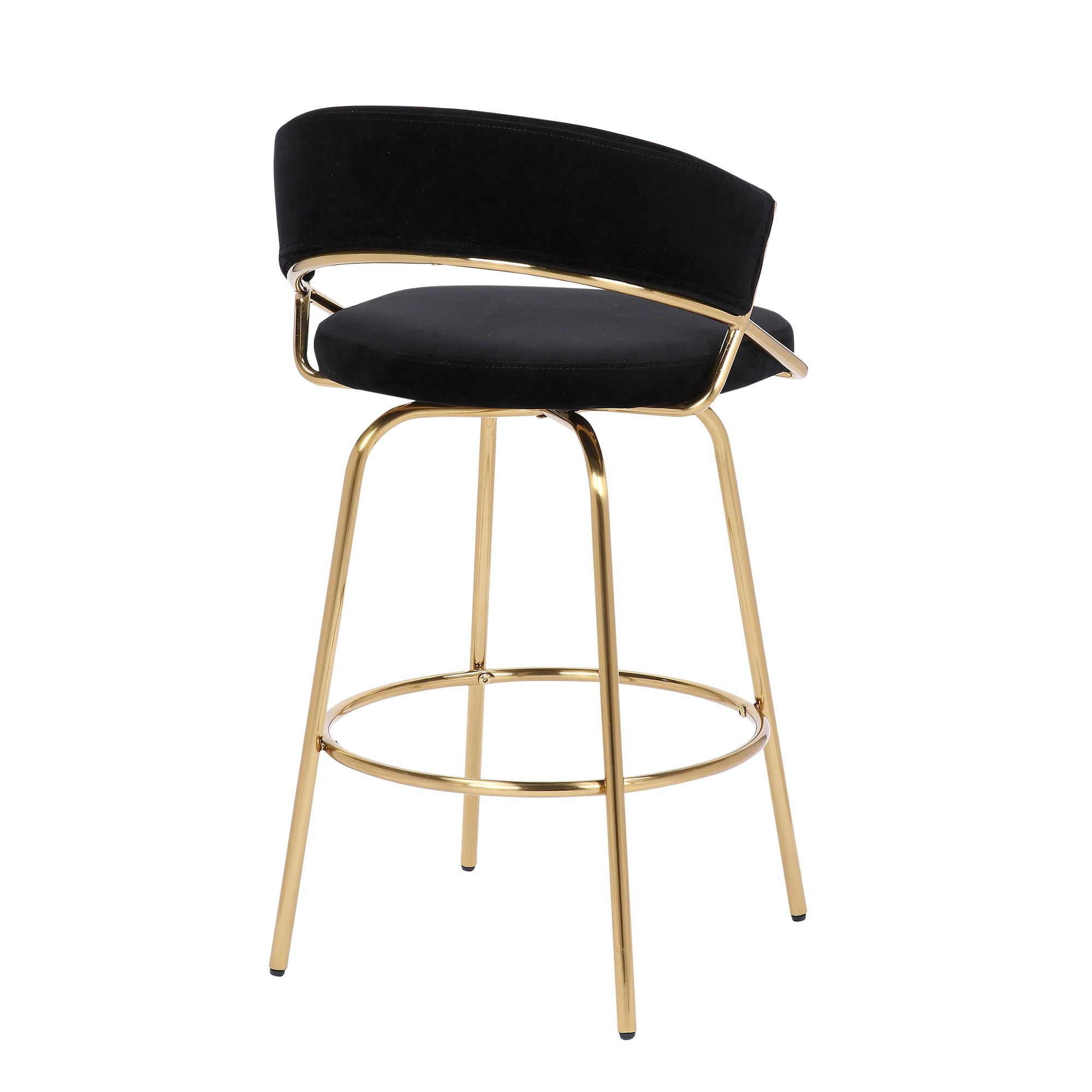 Jie Gold Metal Black Velvet Swivel Counter Stool (Set of 2) 11 Jie Gold Metal Black Velvet Swivel Counter Stool (Set of 2) - Image 11