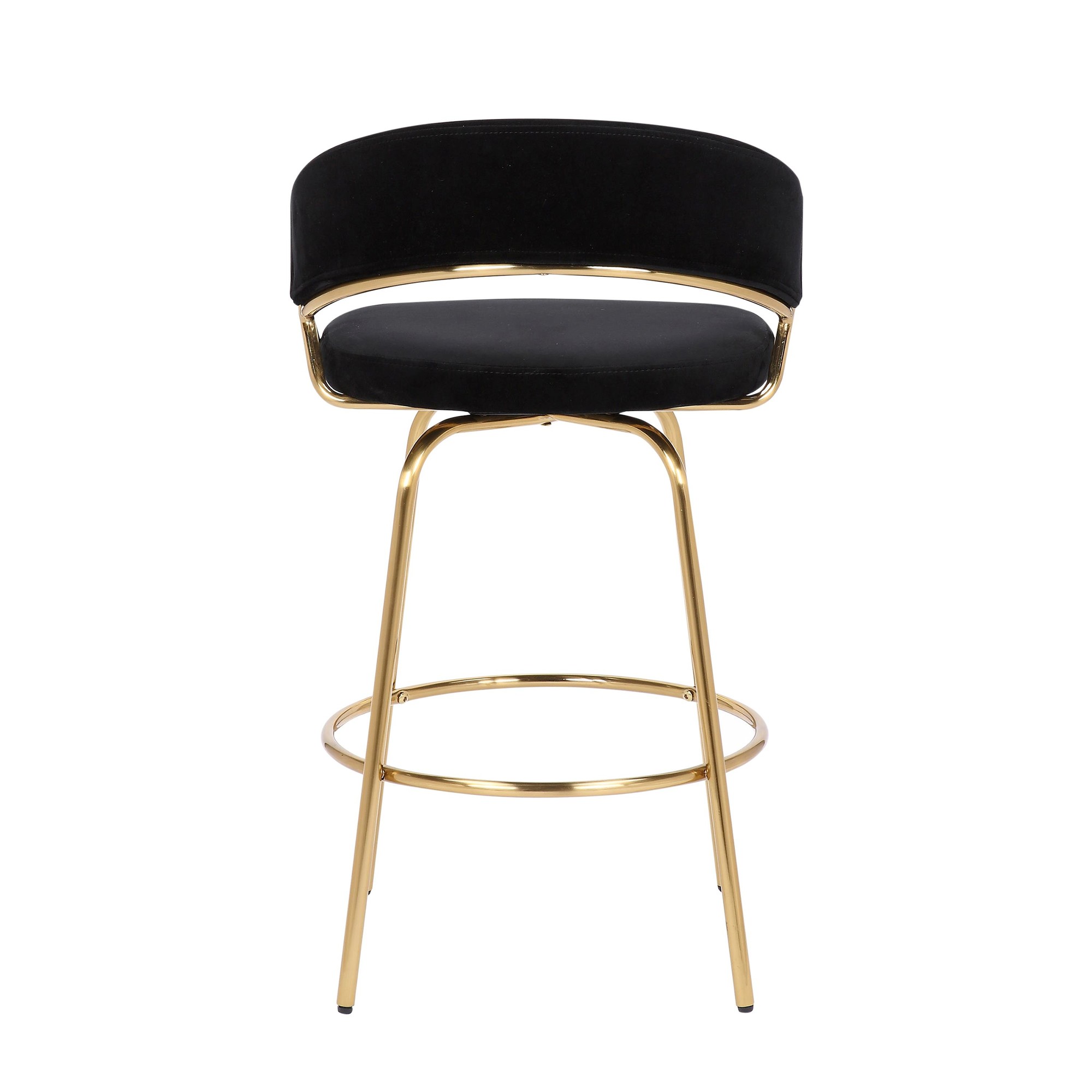 Jie Gold Metal Black Velvet Swivel Counter Stool (Set of 2) 12 Jie Gold Metal Black Velvet Swivel Counter Stool (Set of 2) - Image 12