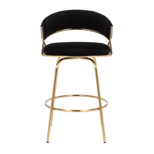 Jie Gold Metal Black Velvet Swivel Counter Stool Set of 2 12