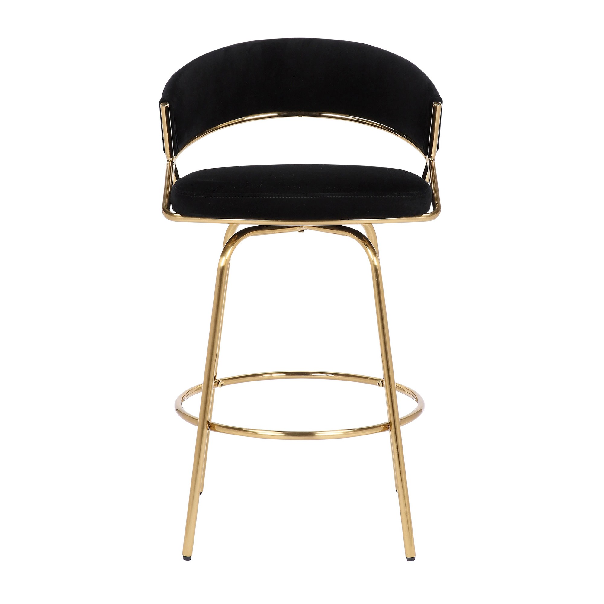 Jie Gold Metal Black Velvet Swivel Counter Stool (Set of 2) 13 Jie Gold Metal Black Velvet Swivel Counter Stool (Set of 2) - Image 13