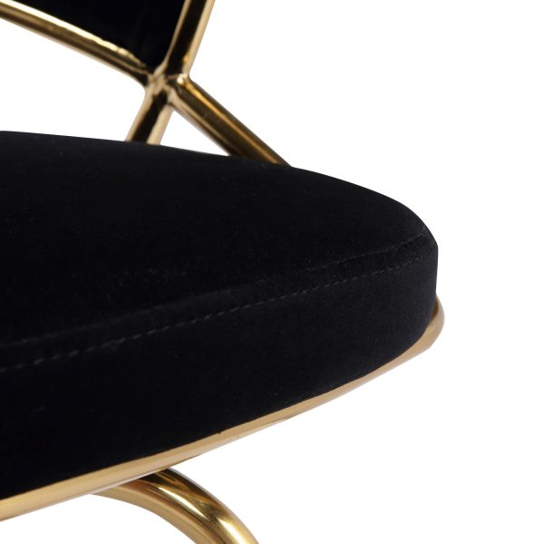 Jie Gold Metal Black Velvet Swivel Counter Stool Set of 2 15