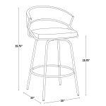 Jie Gold Metal Black Velvet Swivel Counter Stool (Set of 2) 35 Jie Gold Metal Black Velvet Swivel Counter Stool (Set of 2)