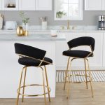 Jie Gold Metal Black Velvet Swivel Counter Stool (Set of 2) 22 Jie Gold Metal Black Velvet Swivel Counter Stool (Set of 2)