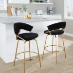 Jie Gold Metal Black Velvet Swivel Counter Stool (Set of 2) 23 Jie Gold Metal Black Velvet Swivel Counter Stool (Set of 2)