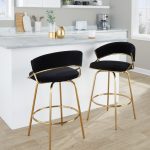 Jie Gold Metal Black Velvet Swivel Counter Stool (Set of 2) 24 Jie Gold Metal Black Velvet Swivel Counter Stool (Set of 2)