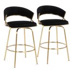 Jie Gold Metal Black Velvet Swivel Counter Stool (Set of 2) 26 Jie Gold Metal Black Velvet Swivel Counter Stool (Set of 2)