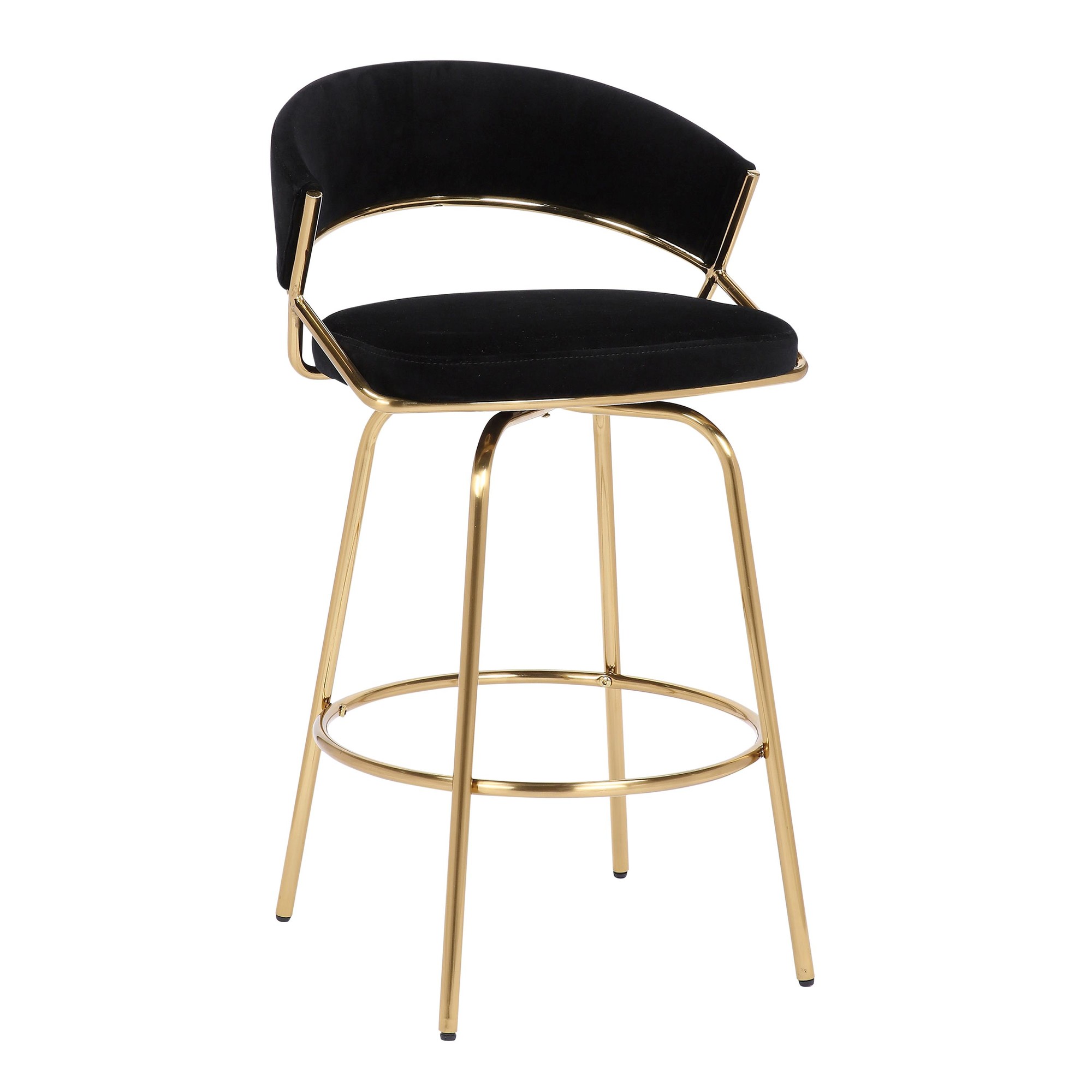 Jie Gold Metal Black Velvet Swivel Counter Stool (Set of 2) 9 Jie Gold Metal Black Velvet Swivel Counter Stool (Set of 2) - Image 9
