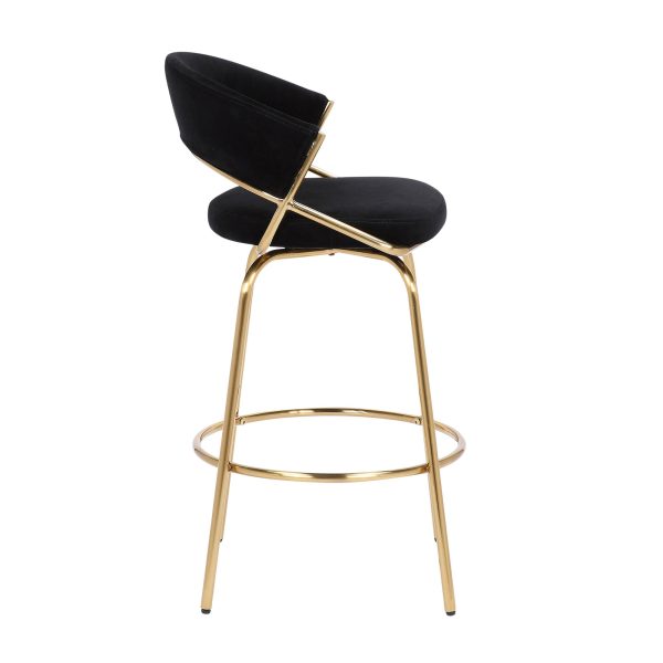 Jie Gold Metal Black Velvet Swivel Counter Stool Set of 2 9