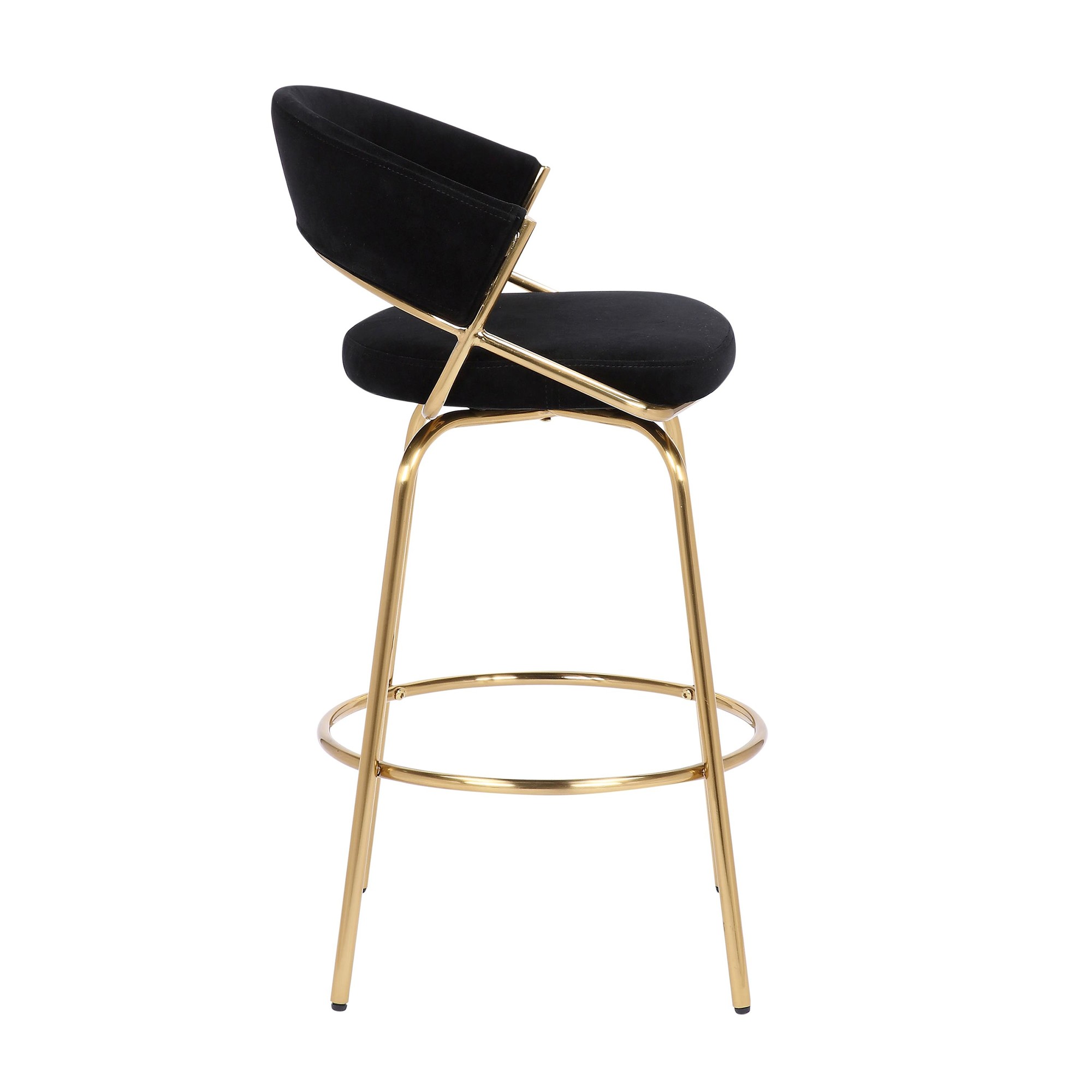 Jie Gold Metal Black Velvet Swivel Counter Stool (Set of 2) 10 Jie Gold Metal Black Velvet Swivel Counter Stool (Set of 2) - Image 10