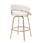 Jie Gold Metal Cream Velvet Swivel Counter Stool (Set of 2) 28 Jie Gold Metal Cream Velvet Swivel Counter Stool (Set of 2)