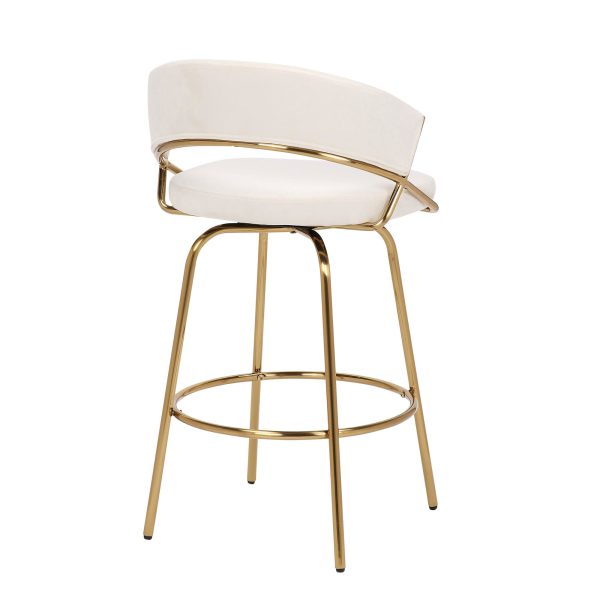 Jie Gold Metal Cream Velvet Swivel Counter Stool Set of 2 10