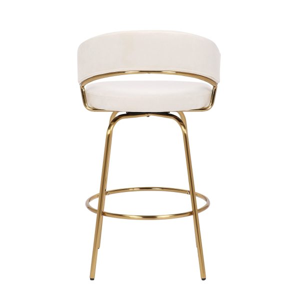 Jie Gold Metal Cream Velvet Swivel Counter Stool Set of 2 11