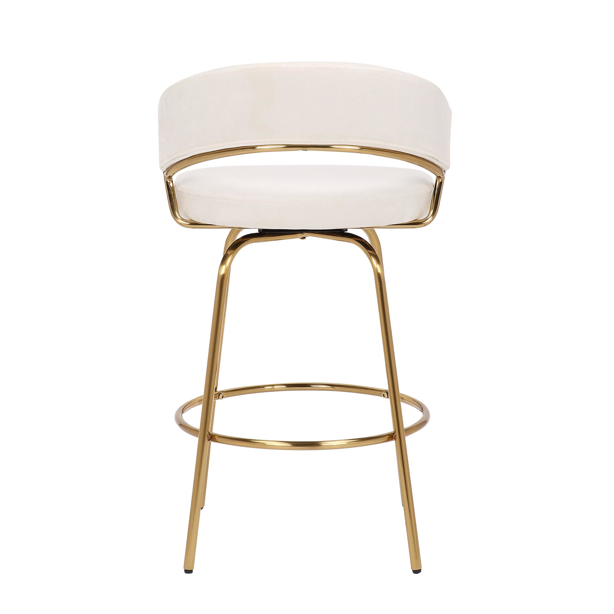 Jie Gold Metal Cream Velvet Swivel Counter Stool (Set of 2) 12 Jie Gold Metal Cream Velvet Swivel Counter Stool (Set of 2) - Image 12