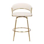 Jie Gold Metal Cream Velvet Swivel Counter Stool (Set of 2) 30 Jie Gold Metal Cream Velvet Swivel Counter Stool (Set of 2)