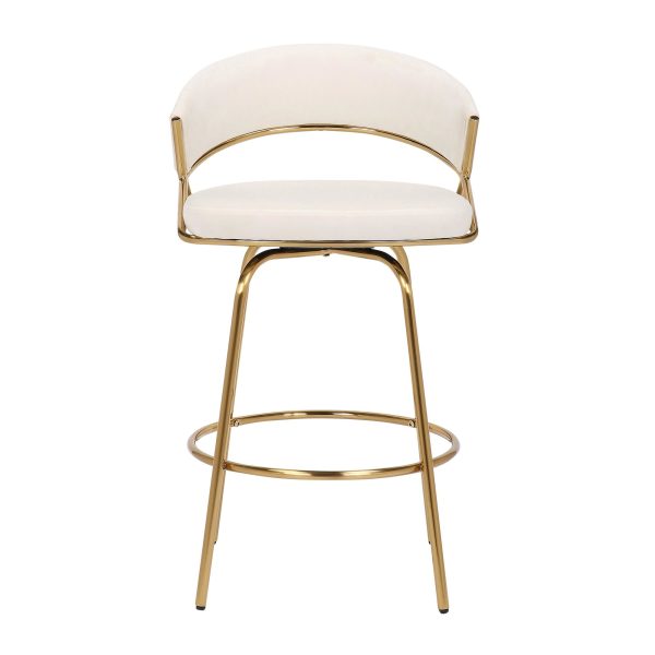 Jie Gold Metal Cream Velvet Swivel Counter Stool Set of 2 12