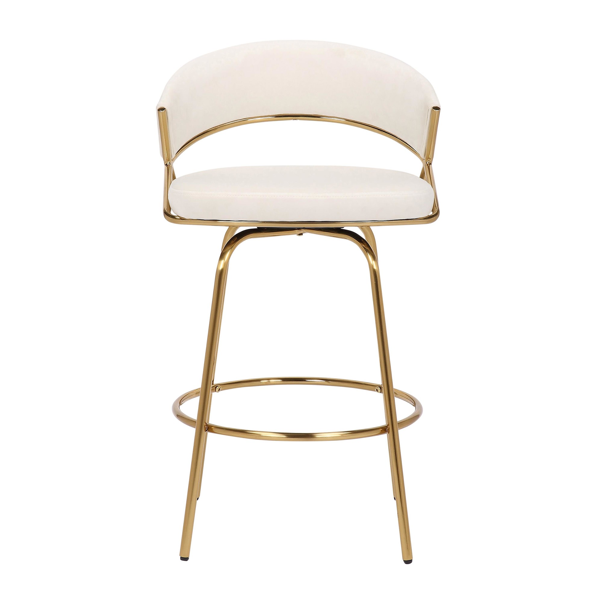 Jie Gold Metal Cream Velvet Swivel Counter Stool (Set of 2) 13 Jie Gold Metal Cream Velvet Swivel Counter Stool (Set of 2) - Image 13