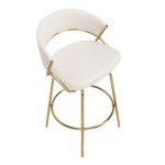 Jie Gold Metal Cream Velvet Swivel Counter Stool (Set of 2) 31 Jie Gold Metal Cream Velvet Swivel Counter Stool (Set of 2)