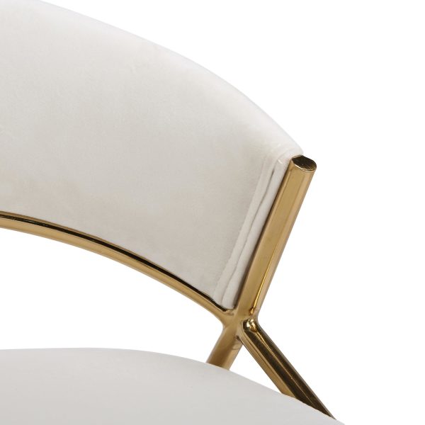 Jie Gold Metal Cream Velvet Swivel Counter Stool Set of 2 14