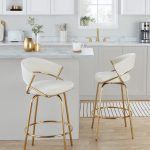 Jie Gold Metal Cream Velvet Swivel Counter Stool (Set of 2) 20 Jie Gold Metal Cream Velvet Swivel Counter Stool (Set of 2)