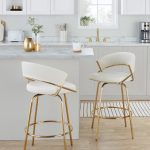Jie Gold Metal Cream Velvet Swivel Counter Stool (Set of 2) 21 Jie Gold Metal Cream Velvet Swivel Counter Stool (Set of 2)