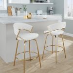 Jie Gold Metal Cream Velvet Swivel Counter Stool (Set of 2) 22 Jie Gold Metal Cream Velvet Swivel Counter Stool (Set of 2)