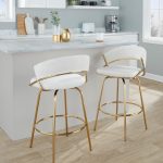 Jie Gold Metal Cream Velvet Swivel Counter Stool (Set of 2) 23 Jie Gold Metal Cream Velvet Swivel Counter Stool (Set of 2)
