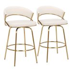 Jie Gold Metal Cream Velvet Swivel Counter Stool (Set of 2) 25 Jie Gold Metal Cream Velvet Swivel Counter Stool (Set of 2)