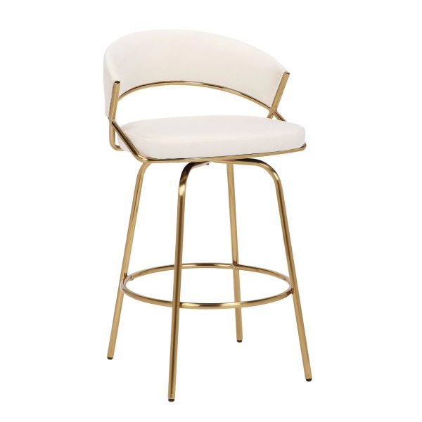 Jie Gold Metal Cream Velvet Swivel Counter Stool Set of 2 8