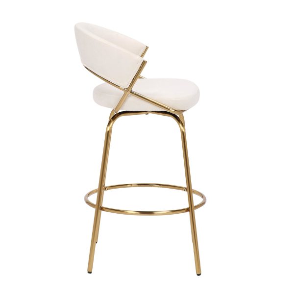 Jie Gold Metal Cream Velvet Swivel Counter Stool Set of 2 9