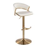 Jie Gold Metal White Faux Leather Contemporary Swivel Barstools (Set of 2)
