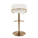 Jie Gold Metal White Faux Leather Contemporary Swivel Barstools (Set of 2)