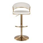 Jie Gold Metal White Faux Leather Contemporary Swivel Barstools (Set of 2)