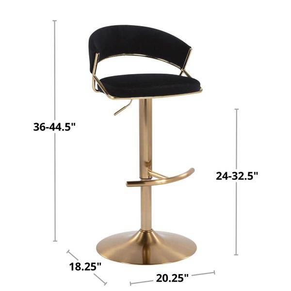 Jie Gold and Black Faux Leather Contemporary Barstools Set of 2 10