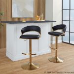 Jie Gold and Black Faux Leather Contemporary Barstools (Set of 2) 13 Jie Gold and Black Faux Leather Contemporary Barstools (Set of 2)
