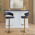 Jie Gold and Black Faux Leather Contemporary Barstools (Set of 2) 15 Jie Gold and Black Faux Leather Contemporary Barstools (Set of 2)