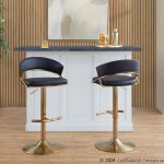 Jie Gold and Black Faux Leather Contemporary Barstools (Set of 2) 16 Jie Gold and Black Faux Leather Contemporary Barstools (Set of 2)