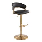 Jie Gold and Black Faux Leather Contemporary Barstools (Set of 2) 18 Jie Gold and Black Faux Leather Contemporary Barstools (Set of 2)
