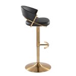Jie Gold and Black Faux Leather Contemporary Barstools (Set of 2) 19 Jie Gold and Black Faux Leather Contemporary Barstools (Set of 2)