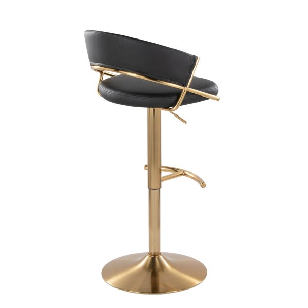 Jie Gold and Black Faux Leather Contemporary Barstools Set of 2 7
