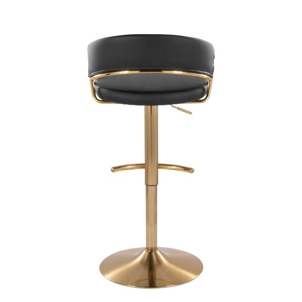 Jie Gold and Black Faux Leather Contemporary Barstools Set of 2 8