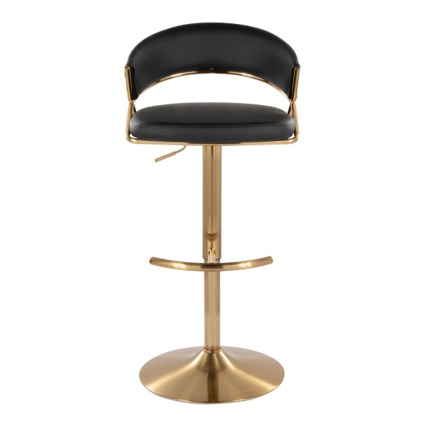 Jie Gold and Black Faux Leather Contemporary Barstools Set of 2 9