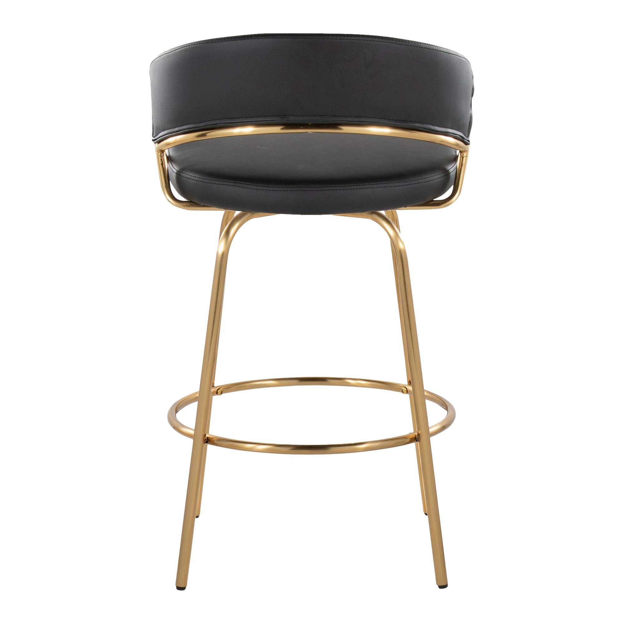 Jie Gold and Black Faux Leather Contemporary Counter Stools (Set of 2) 11 Jie Gold and Black Faux Leather Contemporary Counter Stools (Set of 2) - Image 11