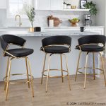 Jie Gold and Black Faux Leather Contemporary Counter Stools (Set of 2) 14 Jie Gold and Black Faux Leather Contemporary Counter Stools (Set of 2)