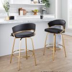 Jie Gold and Black Faux Leather Contemporary Counter Stools (Set of 2) 16 Jie Gold and Black Faux Leather Contemporary Counter Stools (Set of 2)
