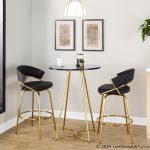 Jie Gold and Black Faux Leather Contemporary Counter Stools (Set of 2) 18 Jie Gold and Black Faux Leather Contemporary Counter Stools (Set of 2)
