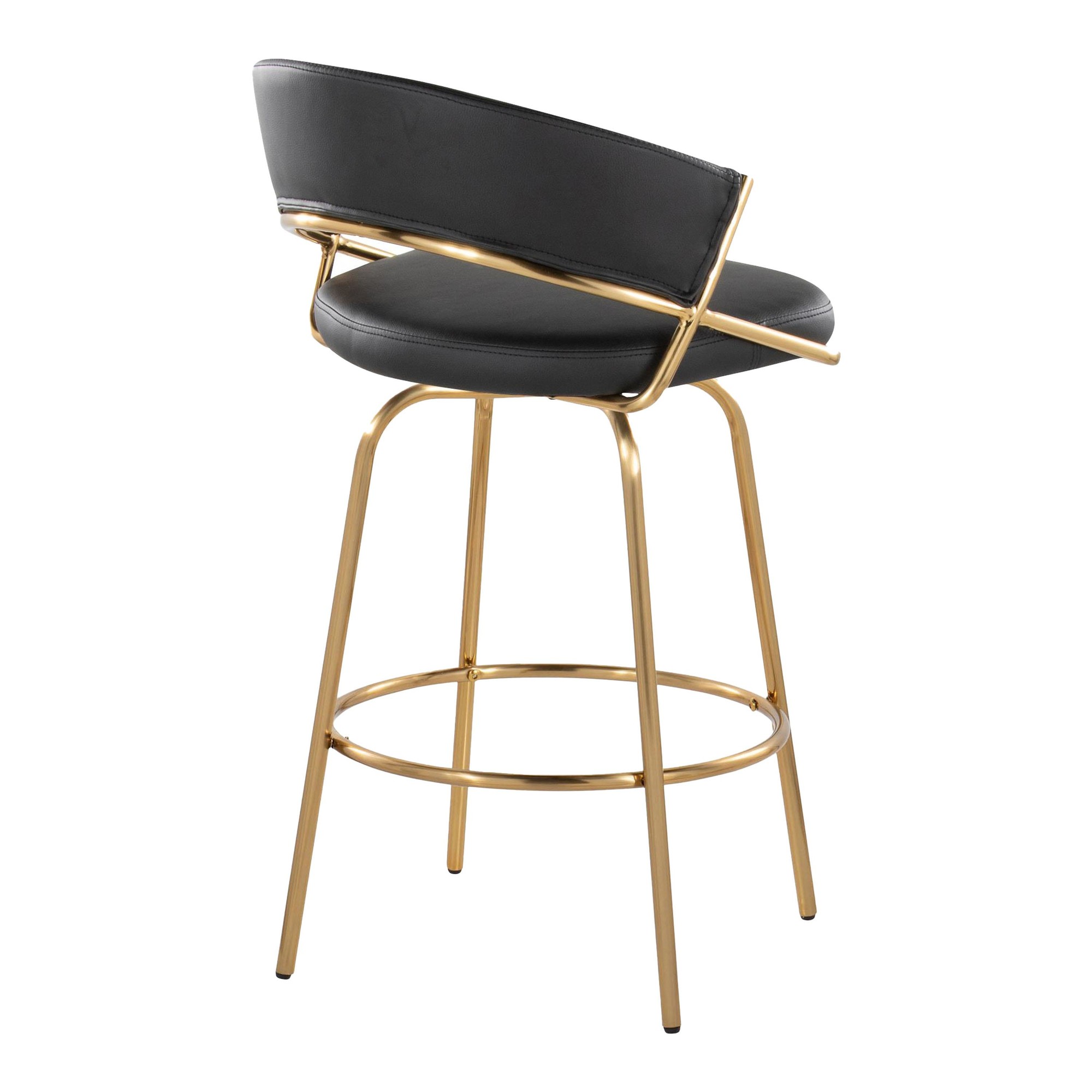 Jie Gold and Black Faux Leather Contemporary Counter Stools (Set of 2) 10 Jie Gold and Black Faux Leather Contemporary Counter Stools (Set of 2) - Image 10