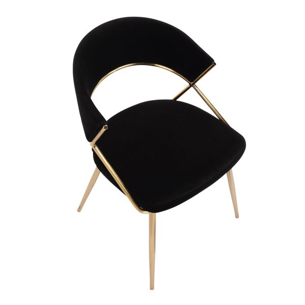 Jie Gold and Black Velvet Glam Dining Chairs Set of 2 10