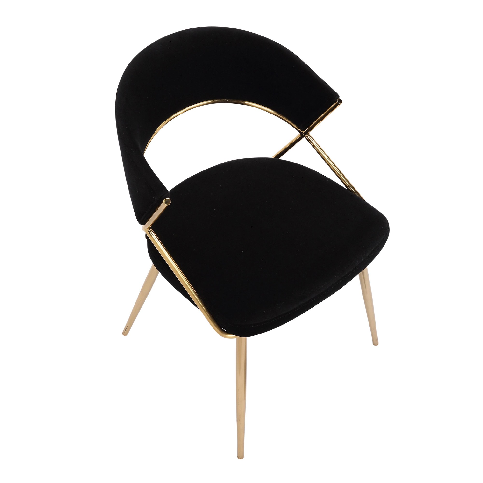 Jie Gold and Black Velvet Glam Dining Chairs (Set of 2) 11 Jie Gold and Black Velvet Glam Dining Chairs (Set of 2) - Image 11