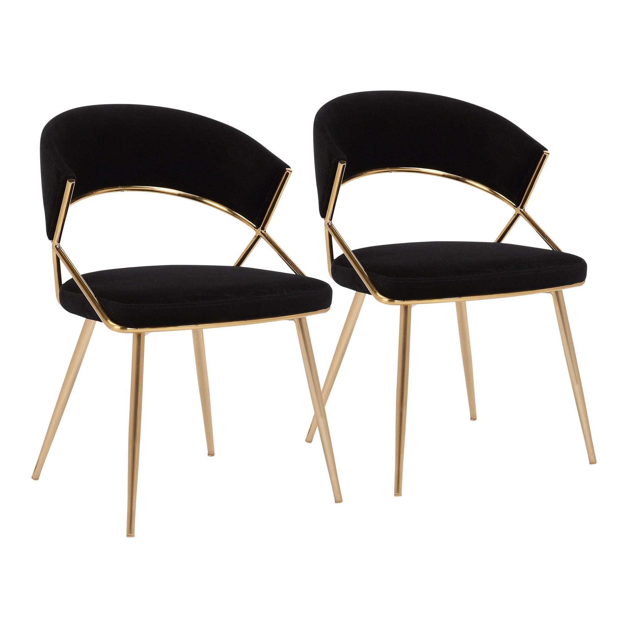 Jie Gold and Black Velvet Glam Dining Chairs (Set of 2) 5 Jie Gold and Black Velvet Glam Dining Chairs (Set of 2) - Image 5