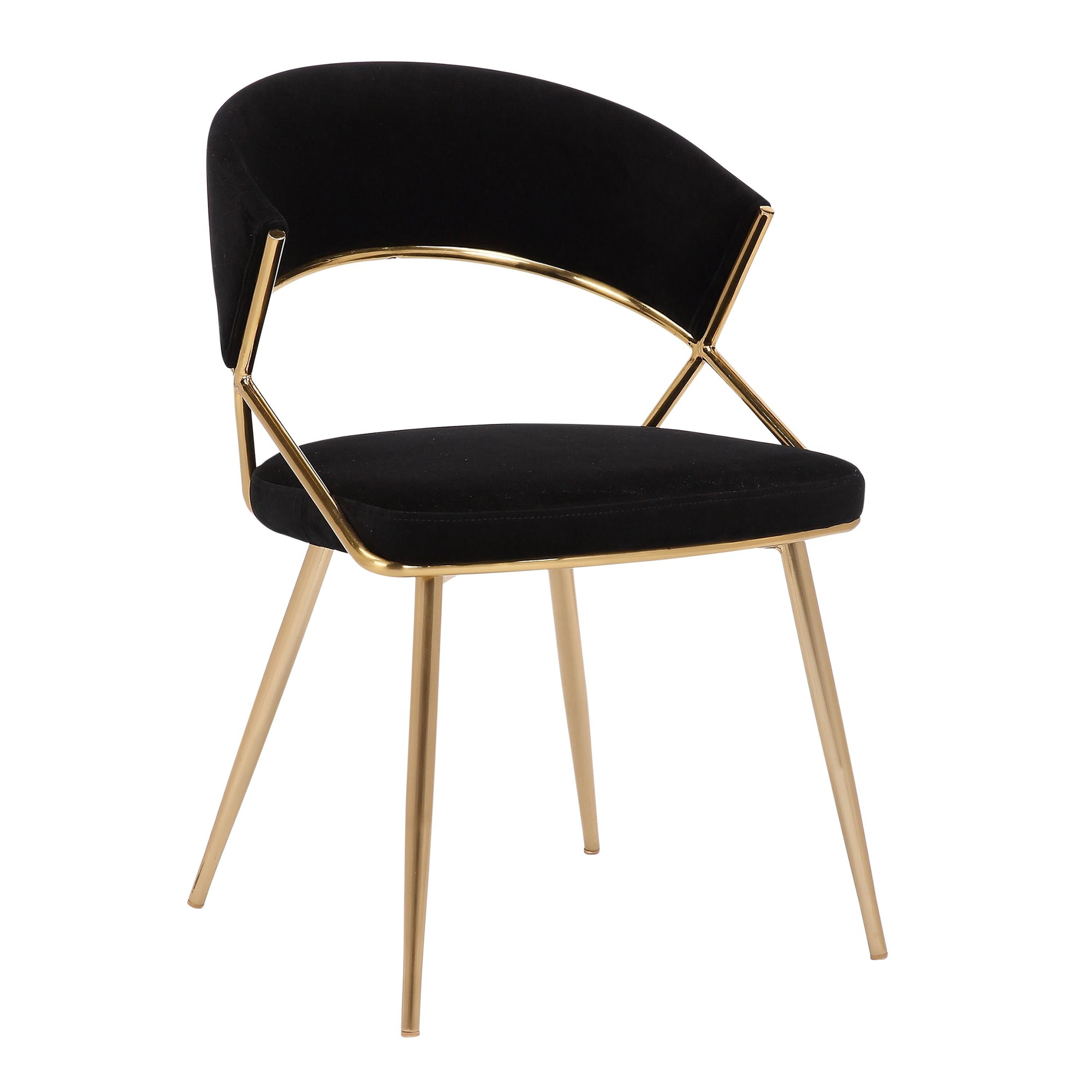 Jie Gold and Black Velvet Glam Dining Chairs (Set of 2) 6 Jie Gold and Black Velvet Glam Dining Chairs (Set of 2) - Image 6